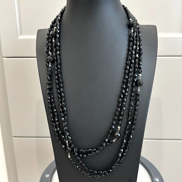 Long Beaded Faceted Glass Bead Necklace - Flapper Costume - 100" - Picture 3 of 8